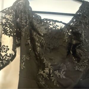 Black Lace Floral Applique Dress